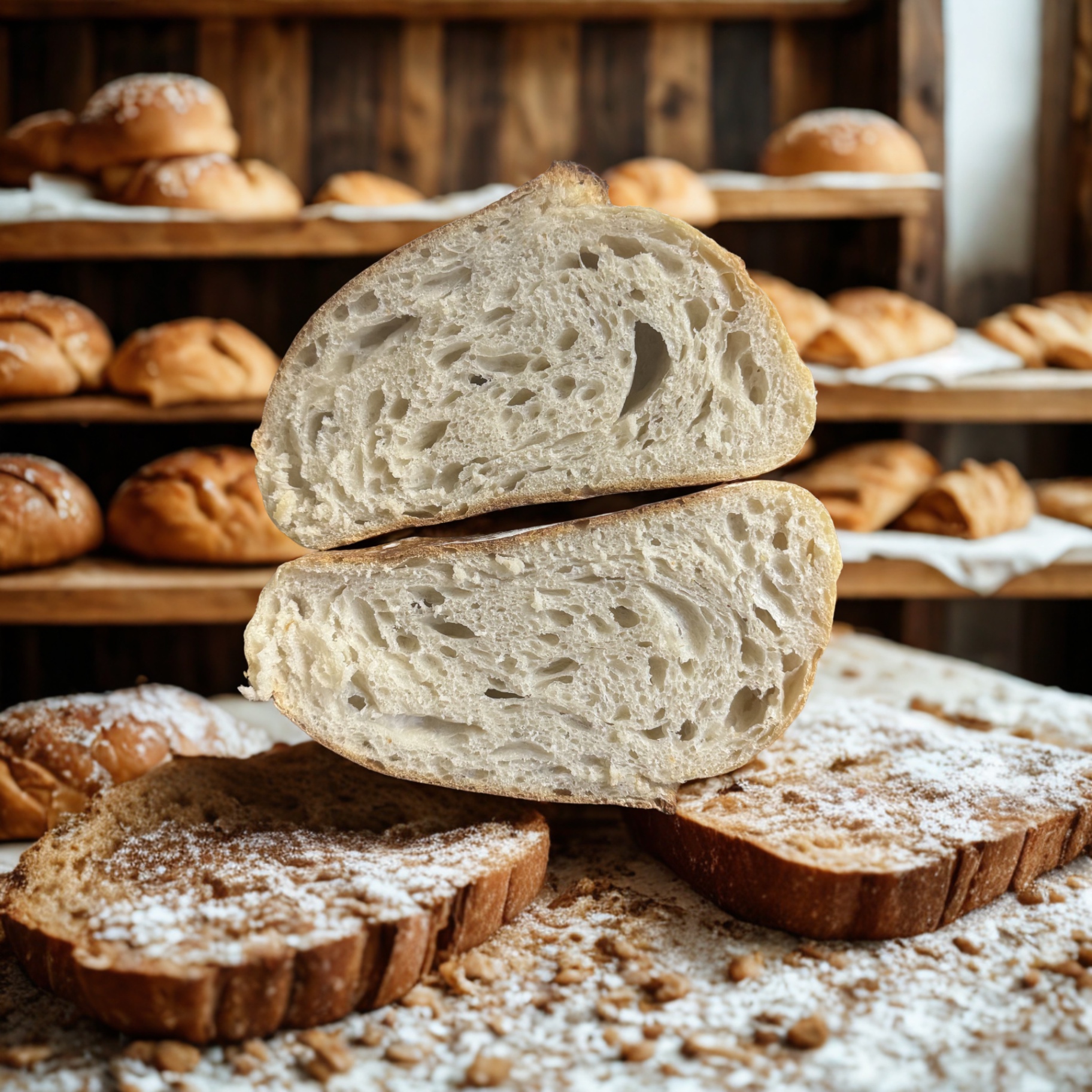 Fresh sourdough loaves